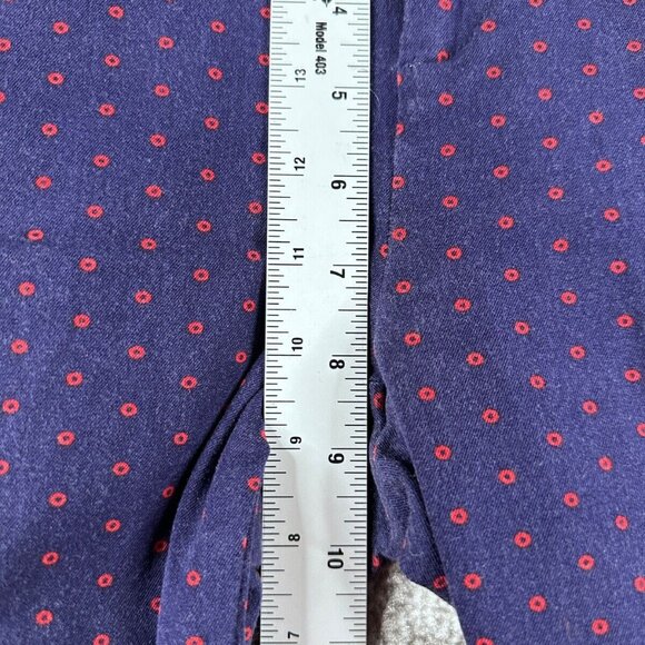 Anthropologie Pants US 2 Womens Blue Twill Circular Dot Ankle Red - Picture 4 of 9